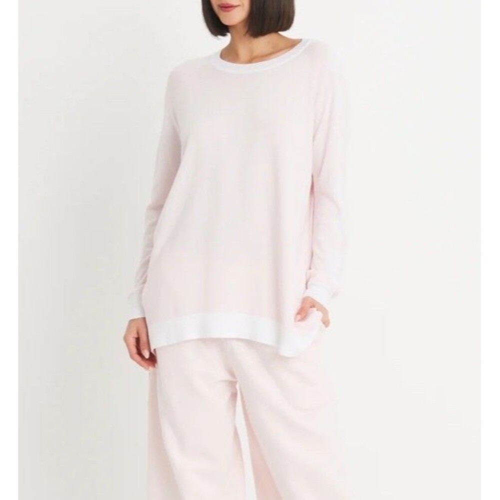 PLANET Pima Cotton Modal Top Sweater Pink One Size Long Sleeve Lagenlook Relax